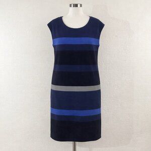 MaxStudio Sleeveless Striped Knit Dress | Navy Cobalt Gray